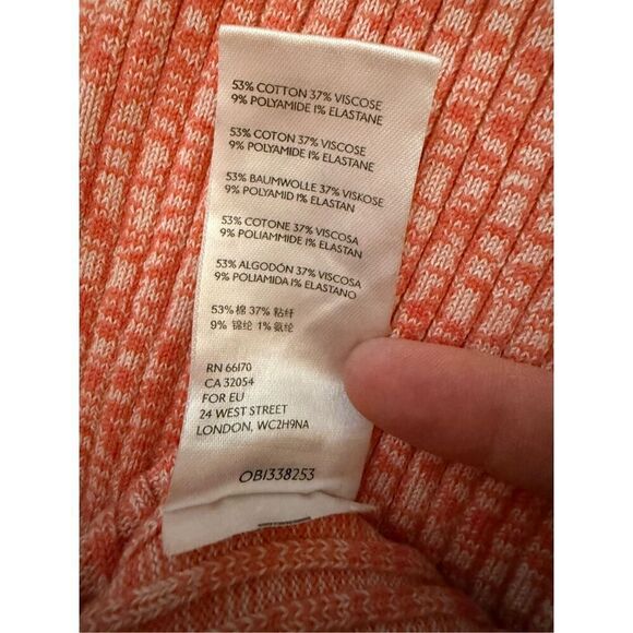 Anthropologie Daily Practice Mock Neck Ribbed Knit Midi Dress Sz XS Orange coral - Picture 11 of 11